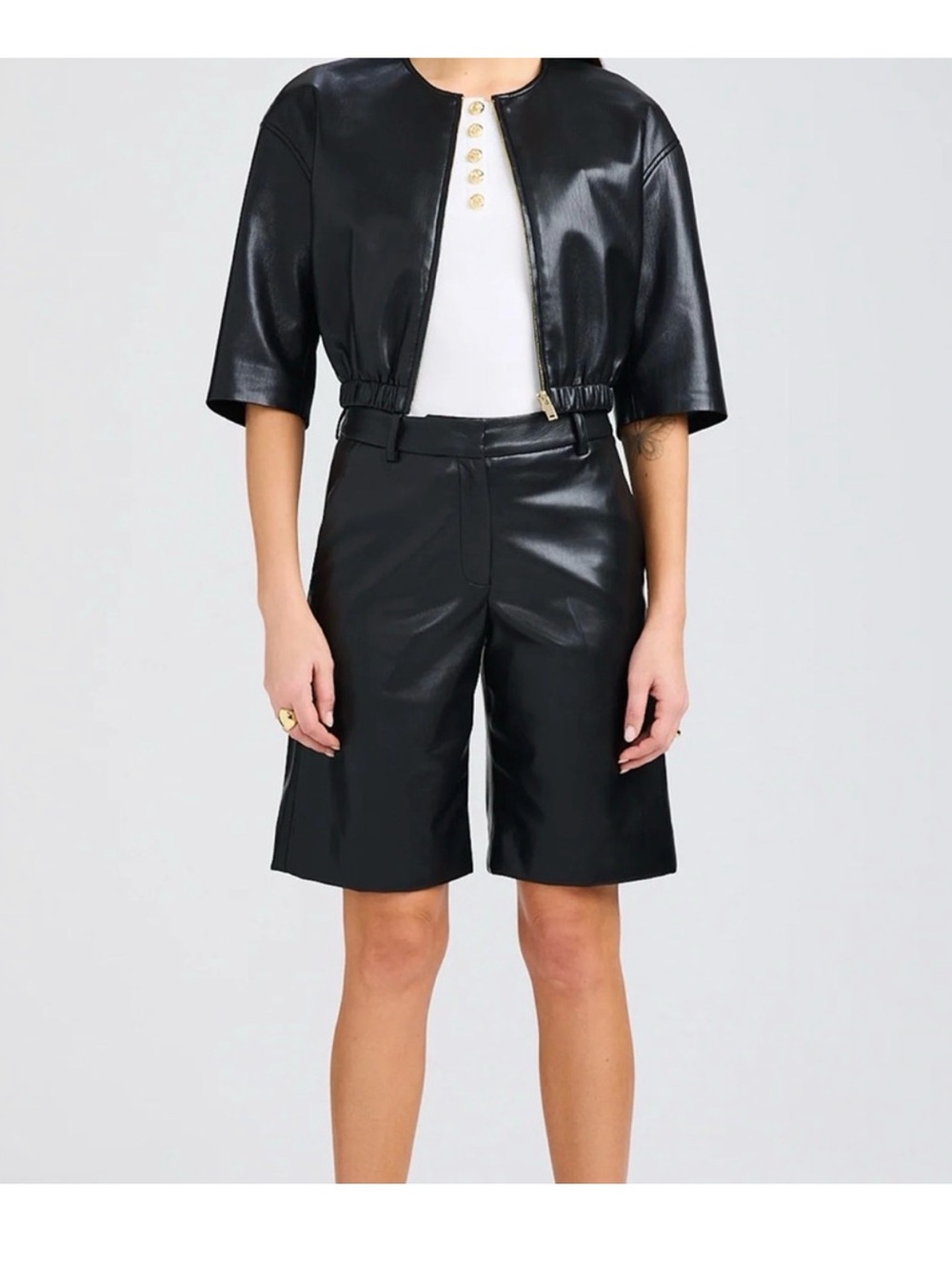 Generation Love Black Faux Leather Bermuda Shorts
